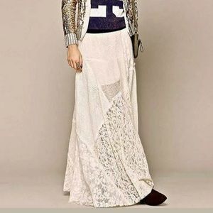 FP One Free People Lace Patchwork Maxi Skirt
